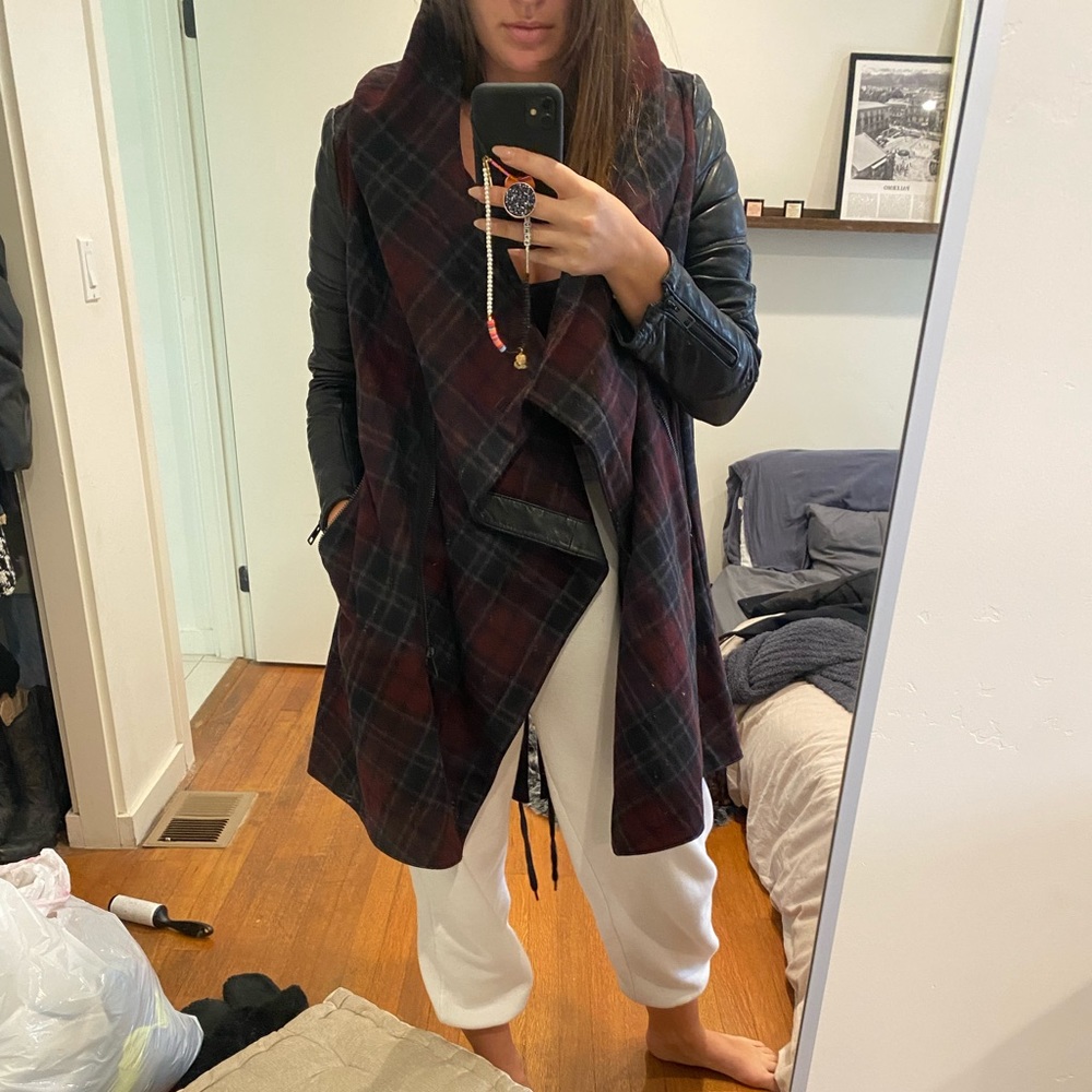 AllSaints plaid / leather ❄️ Winter Coat